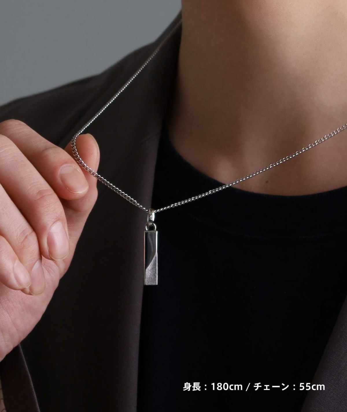 【ONLINE STORE 限定】“SAND”プレートネックレスネックレス（ダイヤモンドplus）/サージカルステンレス（金属アレルギー対応）