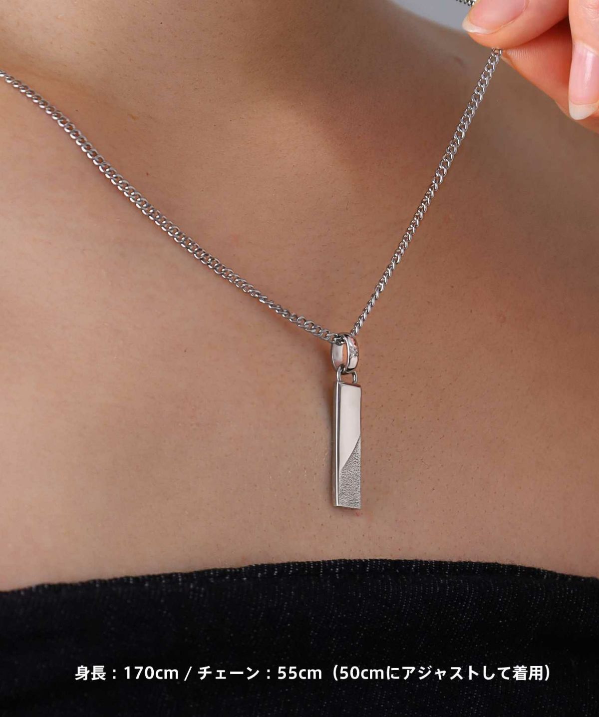 【ONLINE STORE 限定】“SAND”プレートネックレスネックレス（ダイヤモンドplus）/サージカルステンレス（金属アレルギー対応）