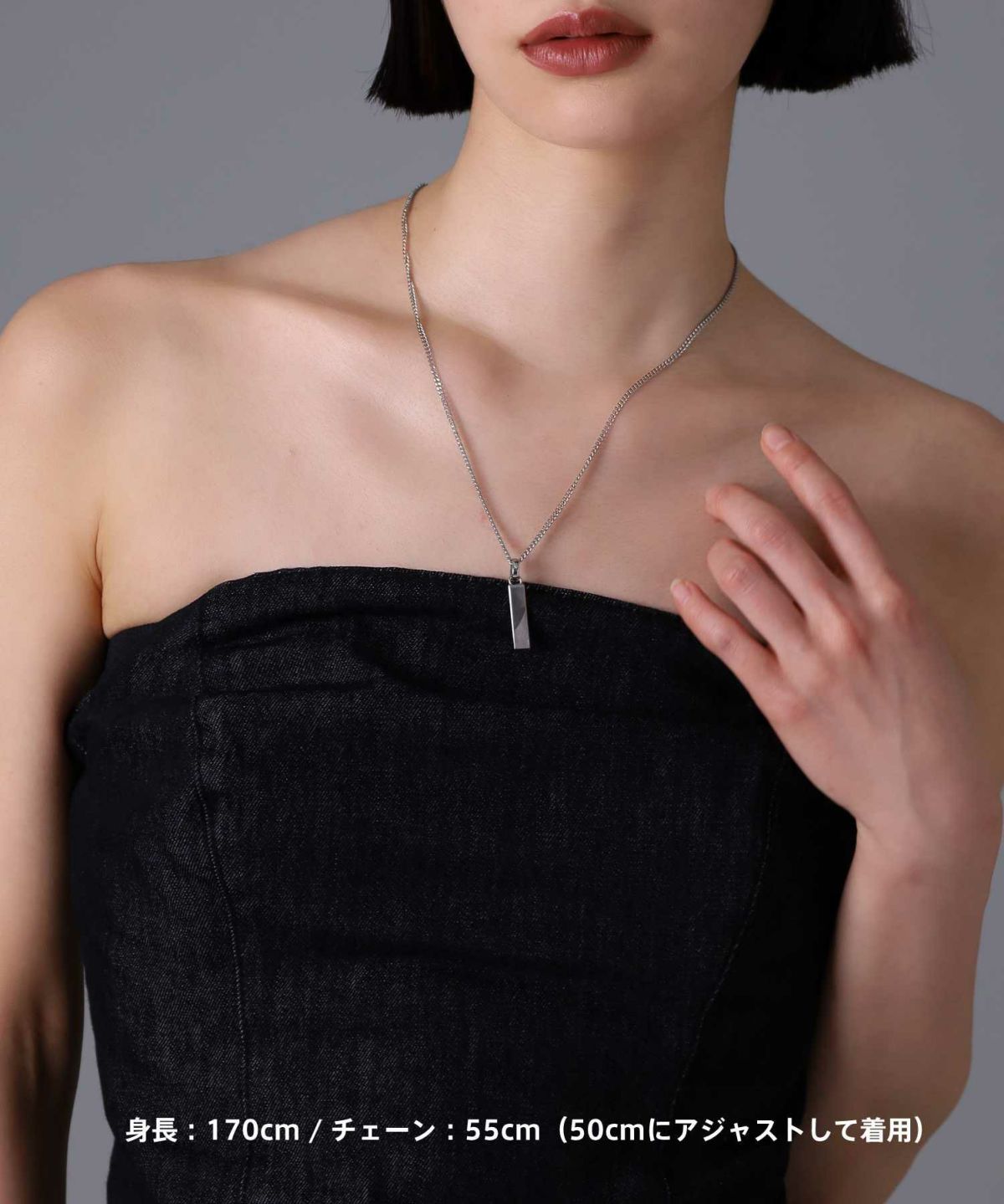 【ONLINE STORE 限定】“SAND”プレートネックレスネックレス（ダイヤモンドplus）/サージカルステンレス（金属アレルギー対応）