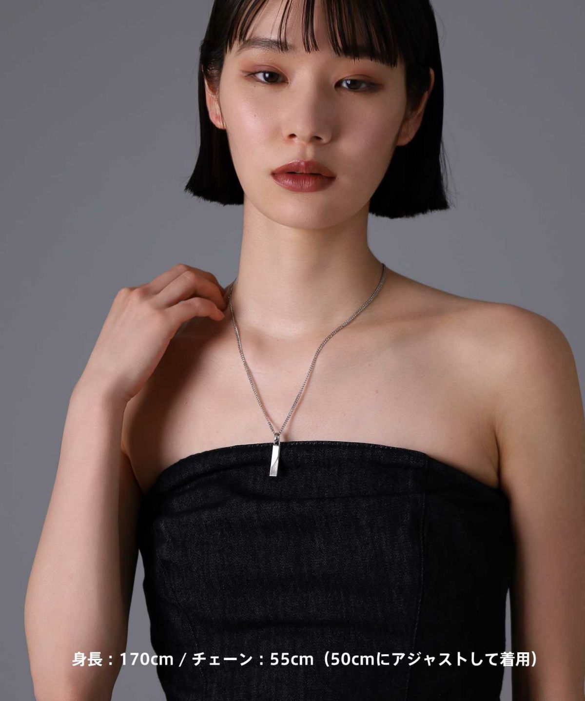 【ONLINE STORE 限定】“SAND”プレートネックレスネックレス（ダイヤモンドplus）/サージカルステンレス（金属アレルギー対応）