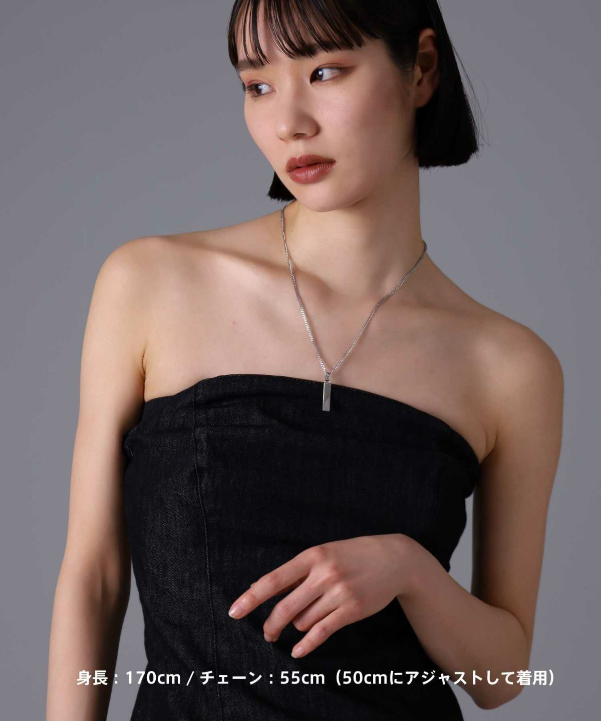 【ONLINE STORE 限定】“SAND”プレートネックレスネックレス（ダイヤモンドplus）/サージカルステンレス（金属アレルギー対応）