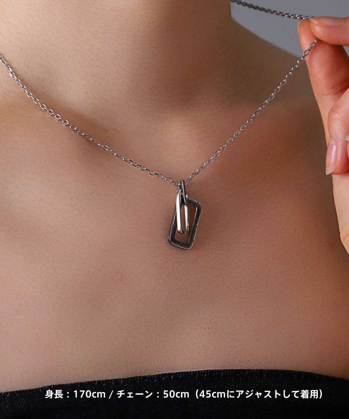 【限定展開】“HAWAIIAN”ネックレス/レクタングルライン/サージカルステンレス（金属アレルギー対応）