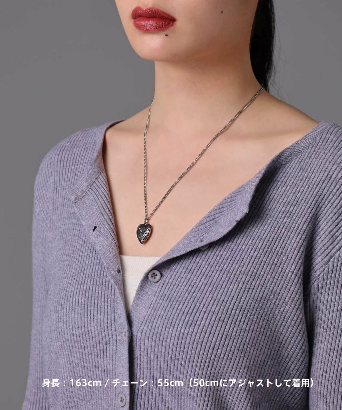 【限定展開】“LH-1”パフィーハートネックレス/サージカルステンレス（金属アレルギー対応）