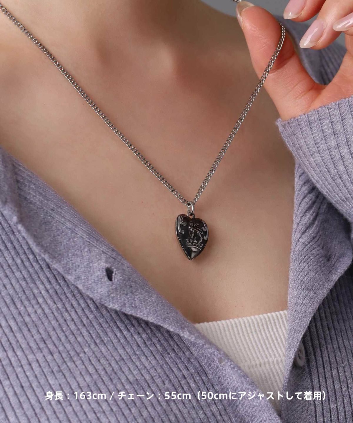 【限定展開】“LH-1”パフィーハートネックレス/サージカルステンレス（金属アレルギー対応）