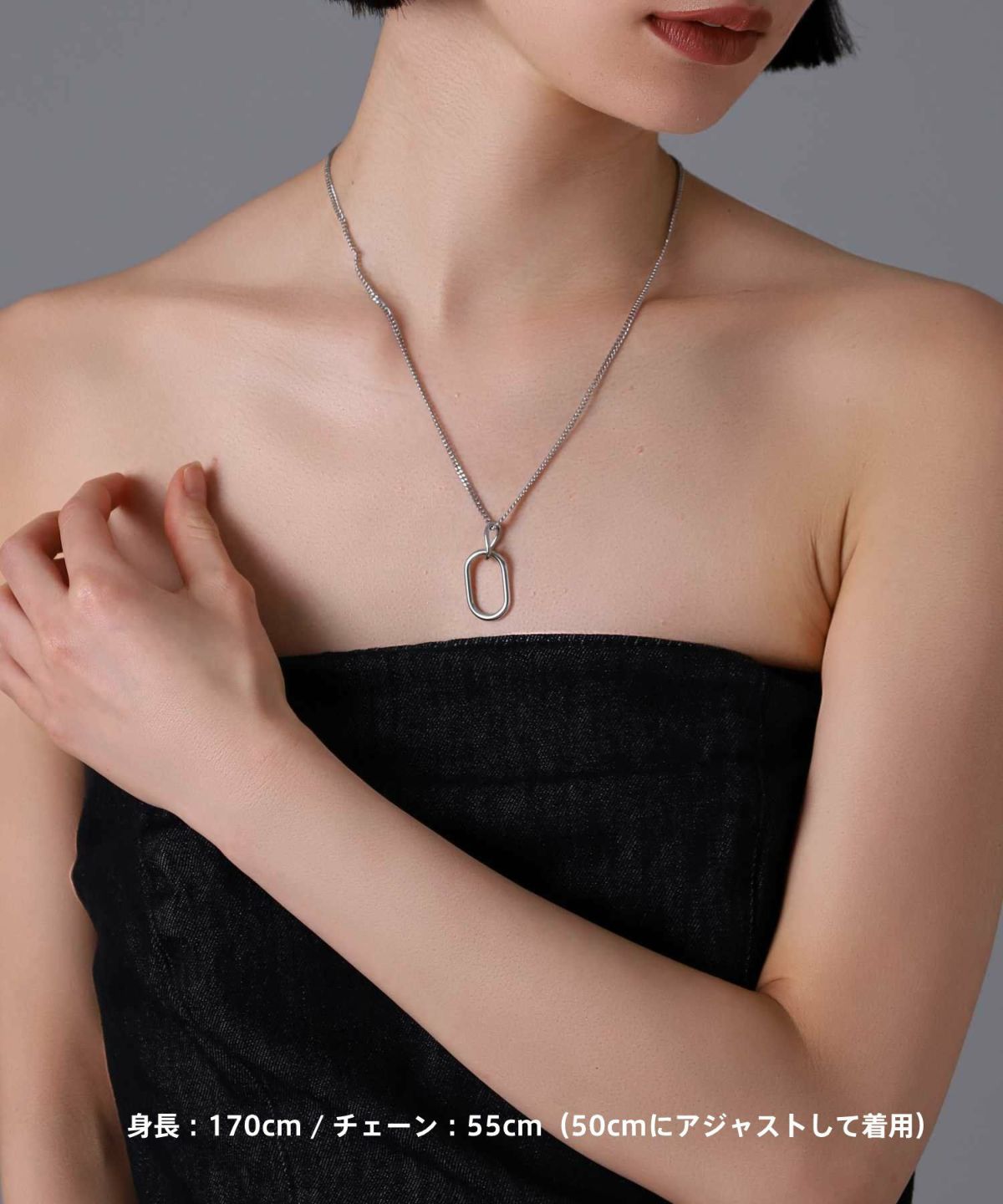 【限定展開】“LH-1”オーバルラインネックレス/サージカルステンレス（金属アレルギー対応）