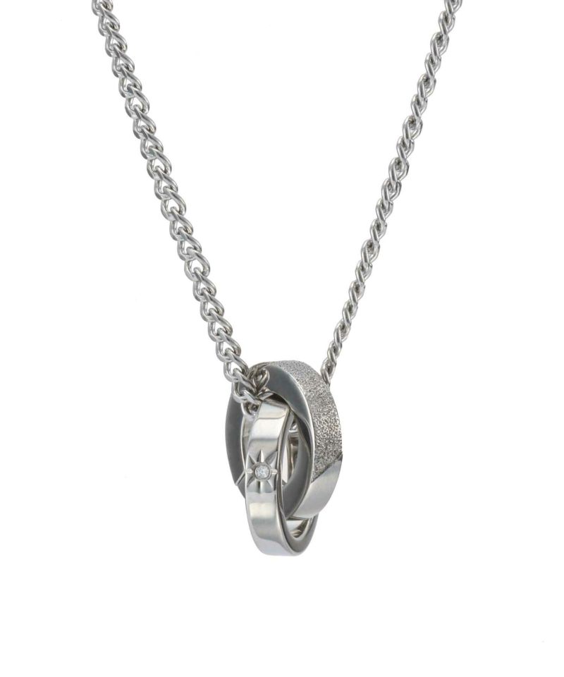 【ONLINE STORE 限定】“SAND”ダブルリングネックレス（ダイヤモンドplus）/サージカルステンレス（金属アレルギー対応）