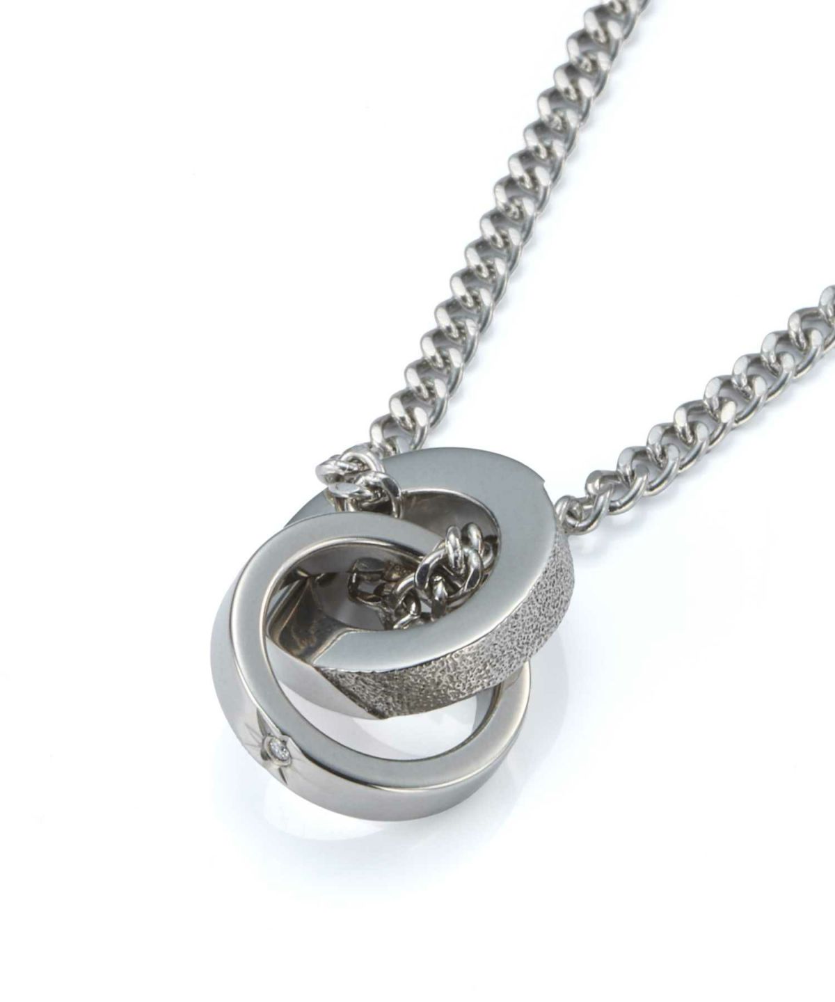【ONLINE STORE 限定】“SAND”ダブルリングネックレス（ダイヤモンドplus）/サージカルステンレス（金属アレルギー対応）