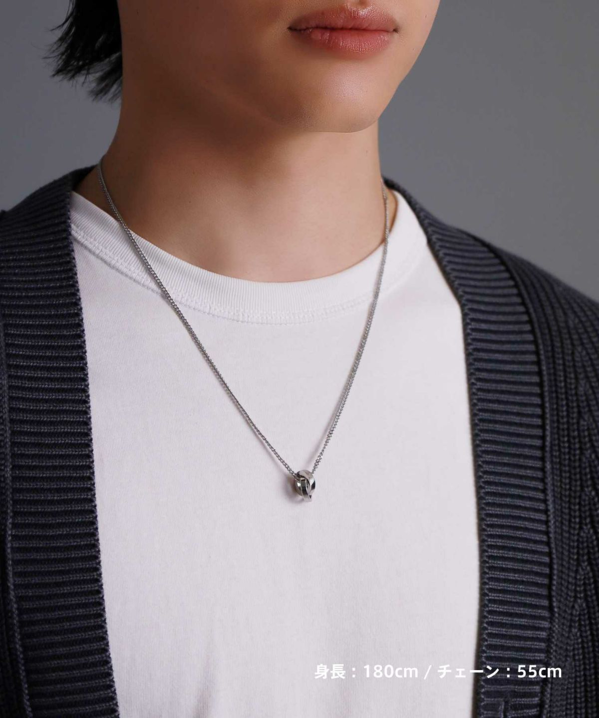 【ONLINE STORE 限定】“SAND”ダブルリングネックレス（ダイヤモンドplus）/サージカルステンレス（金属アレルギー対応）