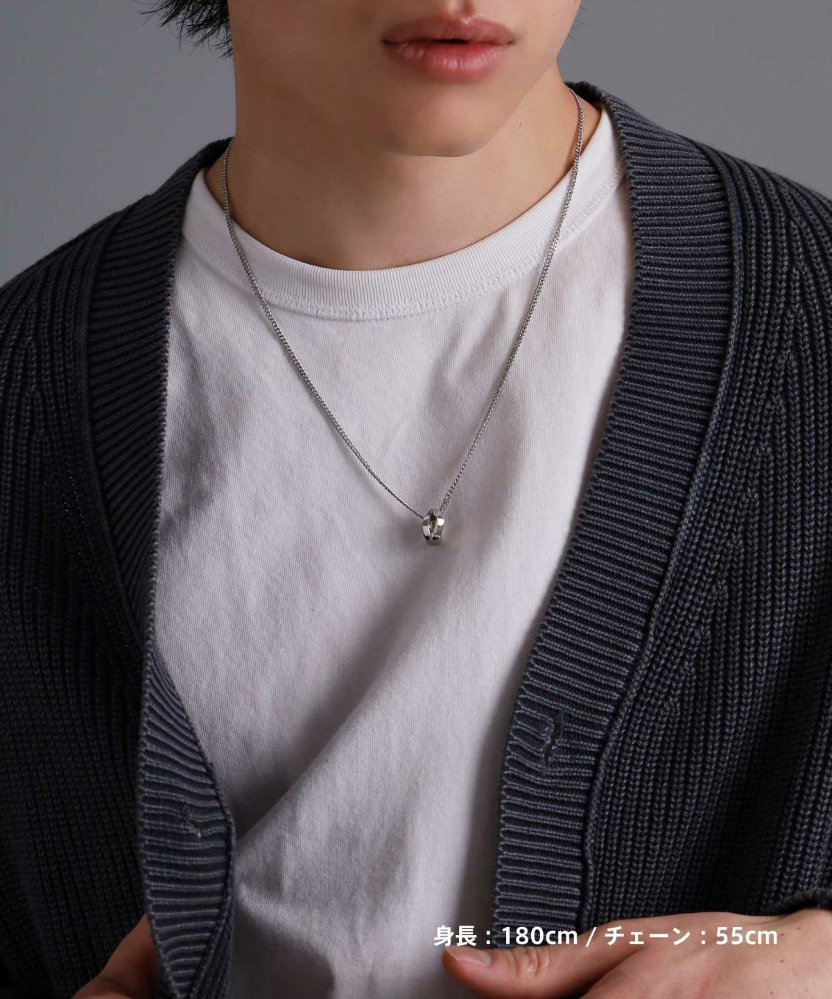 【ONLINE STORE 限定】“SAND”ダブルリングネックレス（ダイヤモンドplus）/サージカルステンレス（金属アレルギー対応）