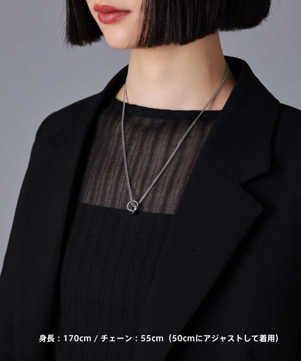 【ONLINE STORE 限定】“SAND”ダブルリングネックレス（ダイヤモンドplus）/サージカルステンレス（金属アレルギー対応）