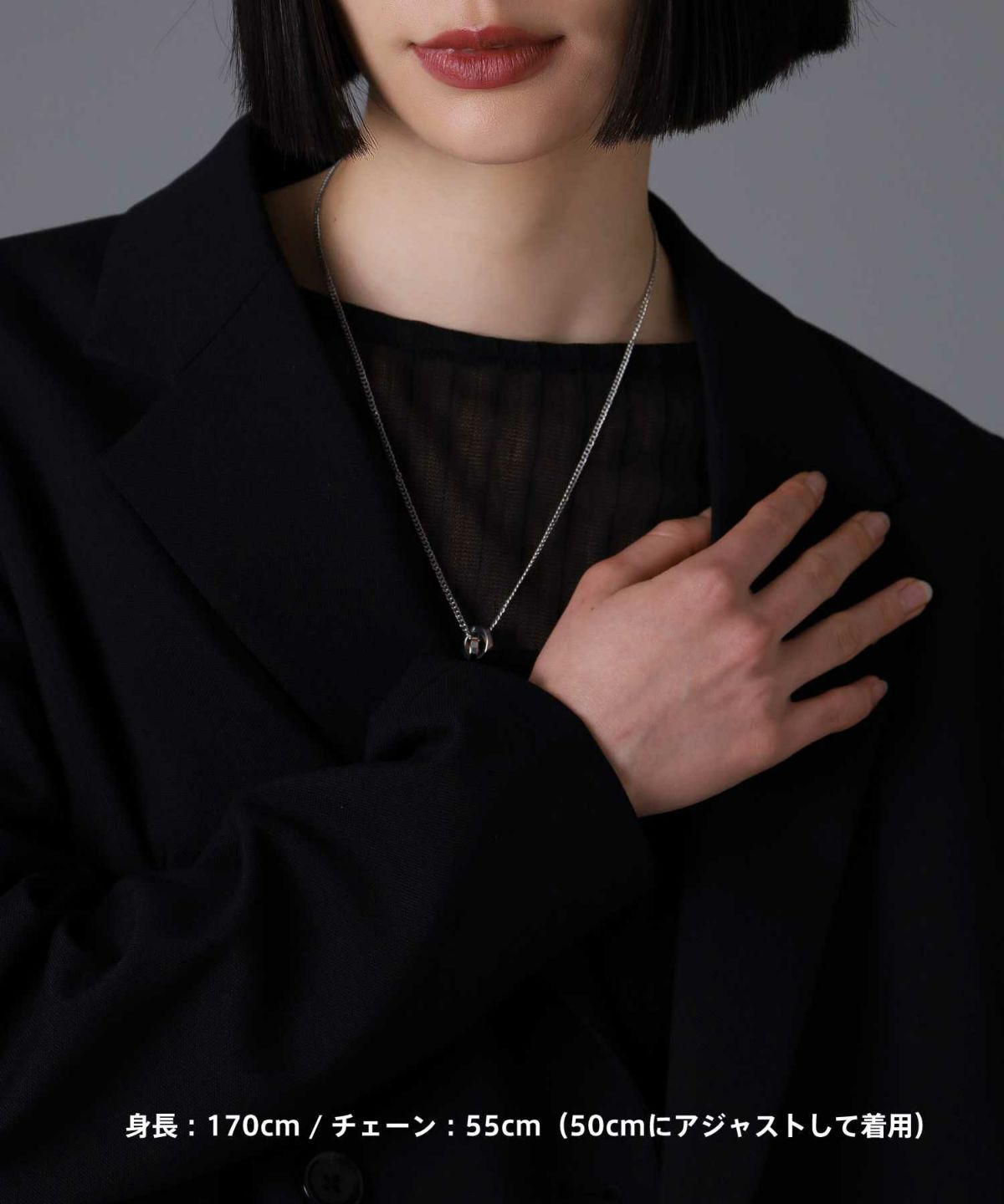 【ONLINE STORE 限定】“SAND”ダブルリングネックレス（ダイヤモンドplus）/サージカルステンレス（金属アレルギー対応）