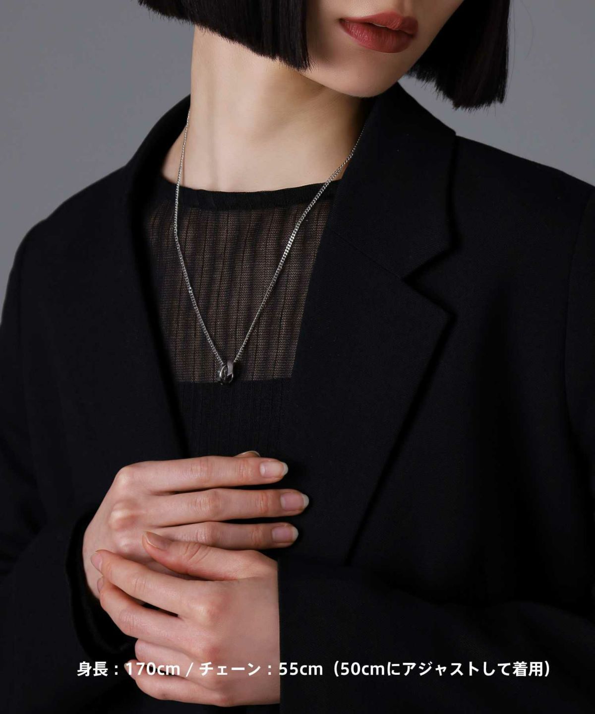 【ONLINE STORE 限定】“SAND”ダブルリングネックレス（ダイヤモンドplus）/サージカルステンレス（金属アレルギー対応）