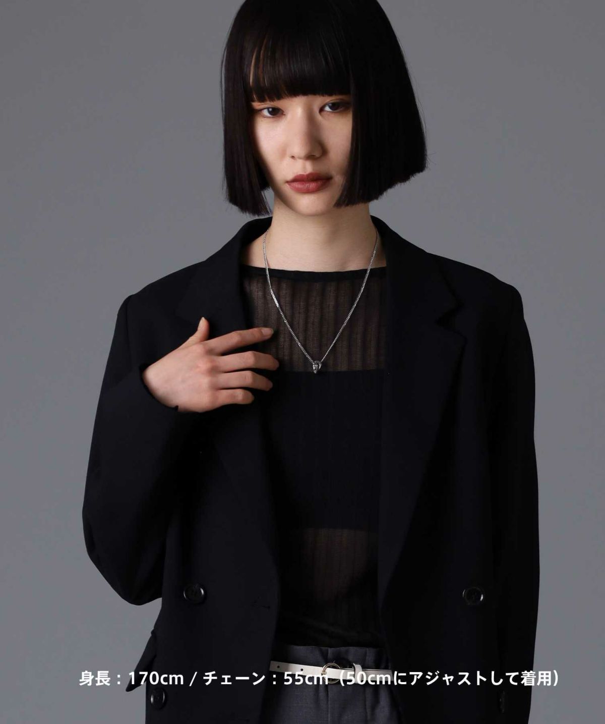 【ONLINE STORE 限定】“SAND”ダブルリングネックレス（ダイヤモンドplus）/サージカルステンレス（金属アレルギー対応）