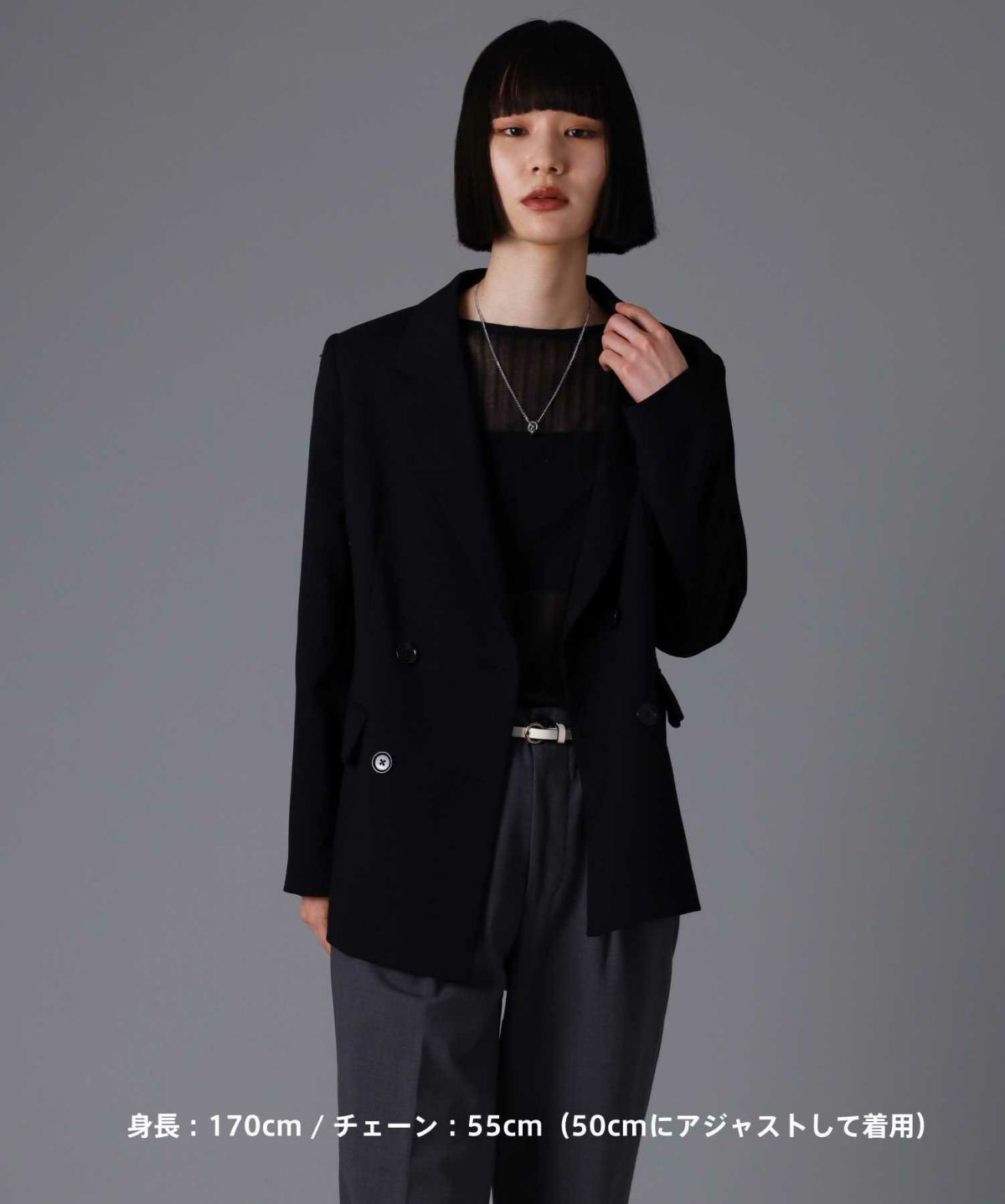 【ONLINE STORE 限定】“SAND”ダブルリングネックレス（ダイヤモンドplus）/サージカルステンレス（金属アレルギー対応）